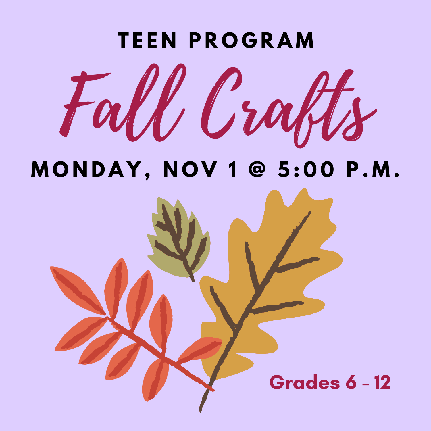 fall crafts flyer