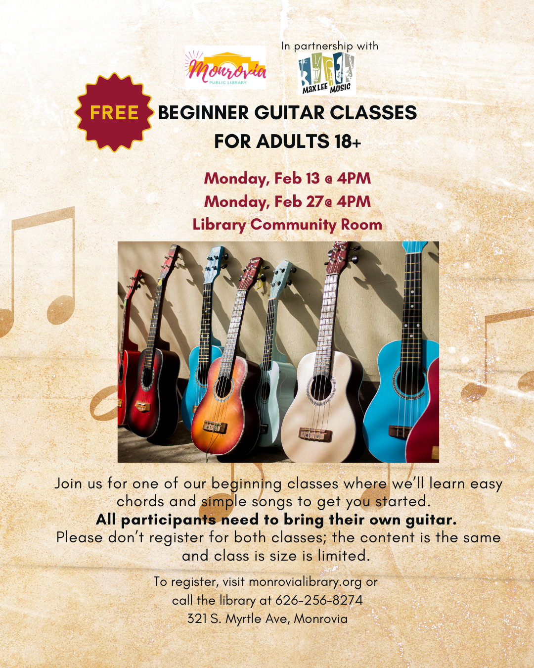 Beginning Guitar Classes for Adults 18+