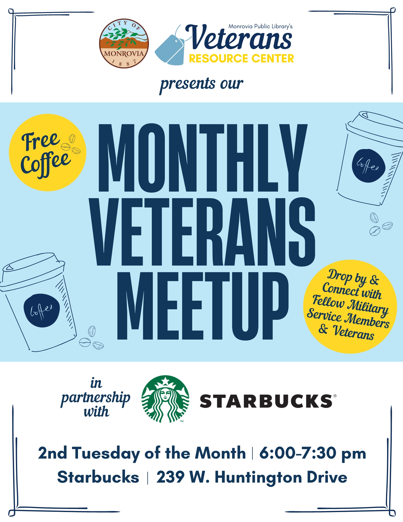 monthly veterans meetup flyer