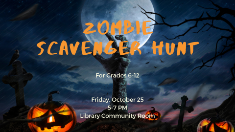 Zombie scavenger hunt flyer