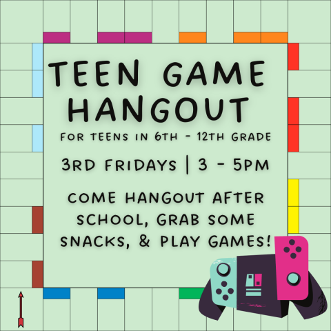 Come hangout, eat snack, and play some games!