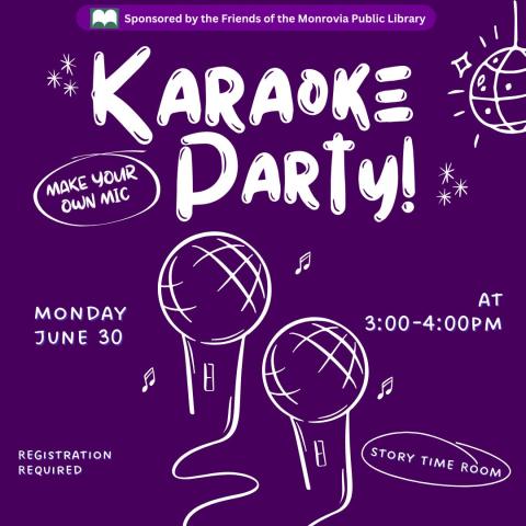 Come join us in creating your own microphone! After which you can use your new mic and sing some karaoke. Where you can sing songs with some friends or on your own at our next Monday Funday. 