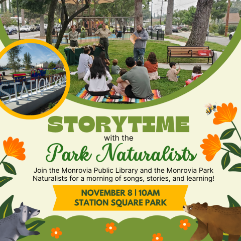 Promotional image for the Storytime with the Park Naturalists event occurring November 8 from 10:00am to 10:45am at Station Square Park.