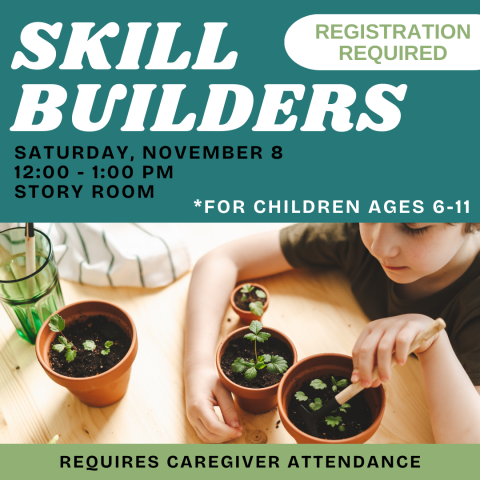 graphic with boy with terracotta pots filled with soil