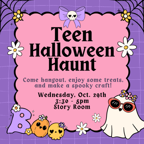 Teen Halloween Haunt, Wednesday October 29th, 3:30 to 5pm
